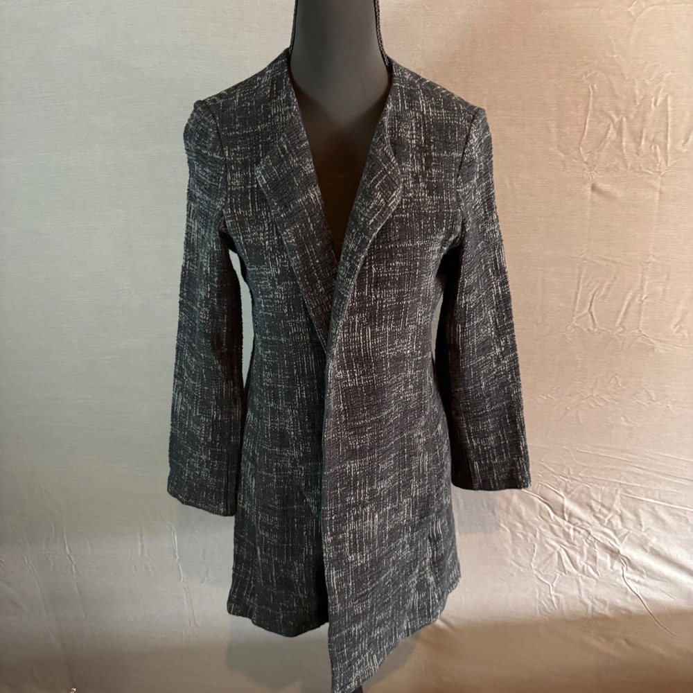 Eileen Fisher Textured Open Front Coat Jacket Womens Small Career Casual
